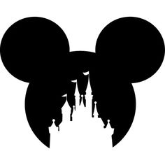 the silhouette of mickey mouse's head in black and white