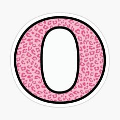 the letter o in pink and black with leopard print on it sticker is shown