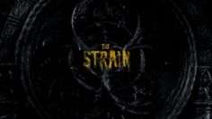 the strain logo on a black background with yellow letters in the center and an iron ring around it