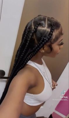 To Braided Ponytails, 10 Jumbo Knotless Braids, Brading Hairstyles Teens, Large Braided Hairstyles, Quick Braid Hairstyles For Black Women, Jadya Wayda Braids, Quick Braids, Old Dress, Sleek Ponytail Hairstyles