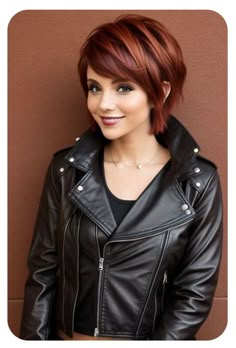 Burgundy Hair Bob Haircut, Dark Auburn Bob Haircut, Cowboy Copper Pixie, Cowboy Copper Short Hair, Short Dark Copper Hair, Cooper Short Hair, Fall Pixie Hair Color, Copper Short Hair, Copper Bob Hair