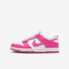 Fushia Dunks, Hot Pink Nike Dunks Low, 520 Pack Pink Dunks, Nike Dunk Low 520 Pack Pink, Nike Dunk Low Light Soft Pink, Pink Dunks, Baddie Stuff, Sneakers For Kids, Nike Models