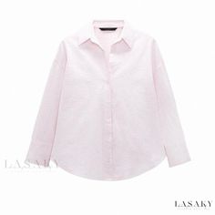 Lasaky - Luxurious Soft Cotton Shirt with Flared Hem and Oxford Inspiration Casual Red Blouse For Office, Casual Red Office Blouse, Red Summer Office Shirt, Casual Pink Top For Office, Red Office Shirt For Spring, Pink Cotton Office Top, Chic Blouses, Elegant Blouses, Outwear Jackets