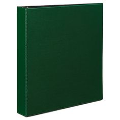 a green binder on a white background