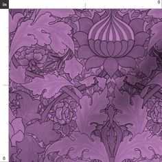 an image of purple flowers and leaves on a wallpaper pattern in the style of art nouveauism