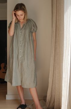 Ola Dress Pattern – Rooney Sewing Patterns Linen Dress Pattern Sewing, Flowy Fashion, Peasant Dress Patterns, Linen Nightgown, Linen Dress Pattern, Cloth Sewing, Nightgown Pattern, Homemade Dress, Simple Video