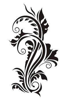 a black and white floral design on a white background