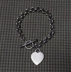 Measures 7.5 inches...big chunky heart...Toggle Closure...large link roll chain....some wear in finish, please check pics Wedding Jewelry Bracelets, Rolo Chain, Wedding Bracelet, Heart Charm, Chain Bracelet, Wedding Jewelry, Silver Tone, Bracelet, Accessory Gift