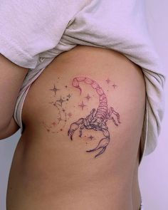 Fineline Scorpion, Moon and Stars Tattoo - A Delicate and Intricate Design Star Tattoos On Shoulder, Tattoos On Shoulder For Women, Star Tattoo On Shoulder, Best Star Tattoos, Tattoos On Shoulder, Moon And Stars Tattoo, Trippy Tattoo, Zelda Tattoo, Stars Tattoo