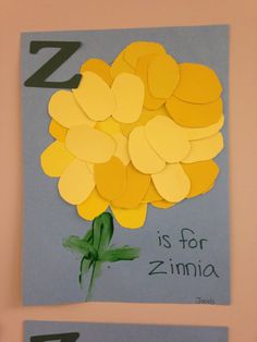 the letter z is for zinna made out of paper and cut into flowers