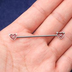 14G 38mm Heart Red Devil Industrial Piercing Jewelry - OUFER BODY JEWELRY