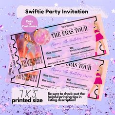 two pink tickets with the words barbie party on them