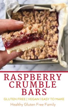 raspberry crumble bars with text overlay