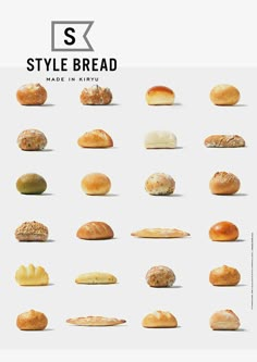 an image of breads that are made in the style of bread and loaves