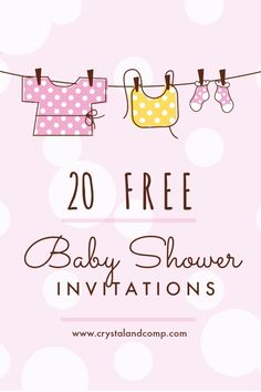 baby shower party flyer with clothes hanging on a line