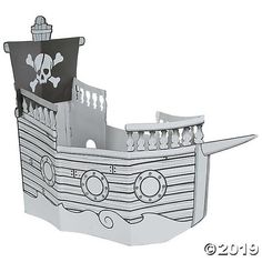 a pirate ship cutout with a skull and crossbones on it