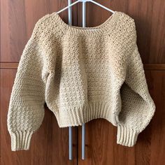 Two Toned Hand Crocheted Oversized Crop Sweater Crop Sweater, Cropped Sweater, Hand Crochet, Colorful Sweaters, Scoop Neck, Sweaters For Women, Womens Sizes, My Style, Crochet