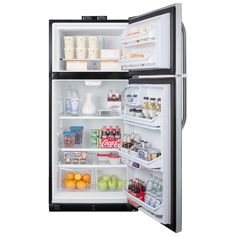 an open refrigerator with its door wide open