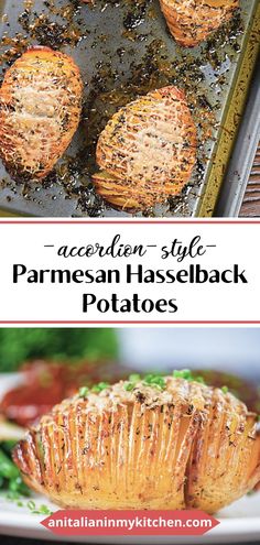 baked potatoes with parmesan and herbs on top