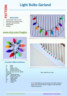 the instructions for how to make a light bulb garland