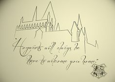 a drawing of hogwart's castle with the words harry potter written on it