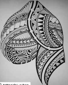 a black and white drawing of a leaf with intricate designs on it's side