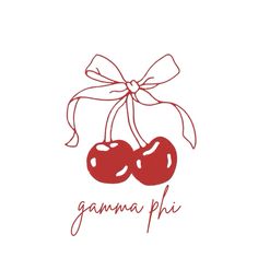 two cherries tied to a ribbon with the word gama phu on it