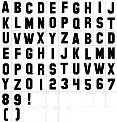 a black and white alphabet with numbers on the bottom, lowercase letters below it