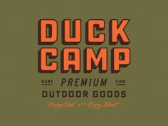 the duck camp font with an orange and green color scheme on it's left side