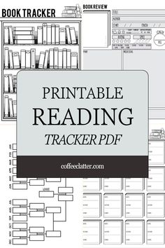 the printable reading tracker is shown in black and white with text that reads printable reading