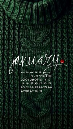 a green sweater with the words january written on it