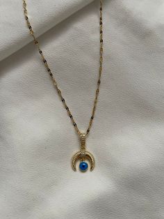 Evil Eye/Nazar necklace crescent moon 18k gold plated and made of stainless steel💙🧿 Nazar Necklace, Jewelry Fashion Trends, Crescent Moon, Evil Eye, Pendant Necklaces, Crescent, Jewelry Necklace Pendant, 18k Gold, Gold Plate