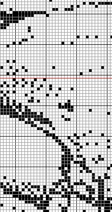 a black and white cross - stitch pattern with lines in the middle, on a white background