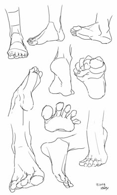 the feet and toes of people with their feet in different positions