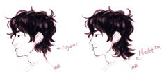 two drawings of the same person with different hair styles