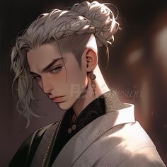 an anime character with white hair and braids