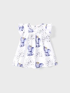 Baby Girl Allover Elephant & Star Print Flutter-sleeve Dress Only $13.99 PatPat US Mobile Ruffle Jumpsuit, Fruit Print, Flutter Sleeve Dress, Star Print, Flutter Sleeve, Baby Dress, Dresses With Sleeves, Elephant, Jumpsuit