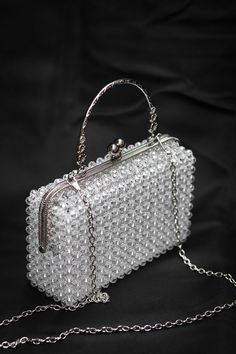 Beaded Bags Pattern Design, Beaded Pouch Bag, Pearl Clutch Bag, Crystal Handbag, Beads Craft Jewelry