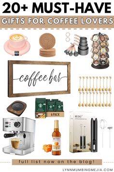 20+ Gorgeous Amazon Gifts For Coffee Lovers - Lynn Mumbing Mejia - Perfect Christmas Gift Guide! Gifts For Coffee Lovers Women, Gifts For Coffee Lovers Guys, Coffee Accessories Gift Ideas, Coffee Gift Ideas, Coffee Lover Gifts Basket, Coffee Basket