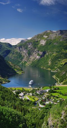 a large body of water surrounded by mountains