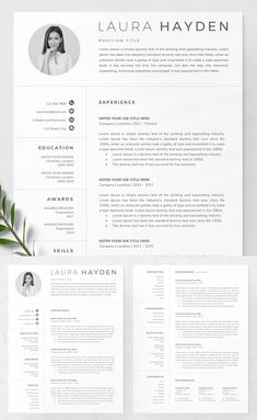 a professional resume and cover letter on top of a white background with a green plant