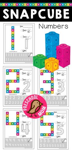 the printable snap cube numbers for preschool