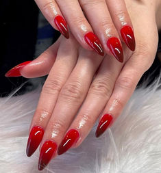 33 Red Ombre Nails for a Playful Look Red Ombre Nail Designs, Horror Nails