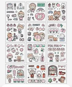 the stickers are all different colors and designs