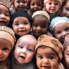 a group of children with heads wrapped around each other