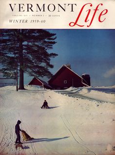 the cover of vermont life magazine shows two people on skis