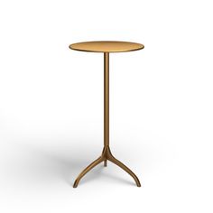 a round table with a metal base and wooden top on an isolated white background, 3d rendering