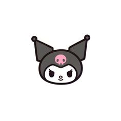 a black and white cat with pink nose on it's head, in the shape of a bat