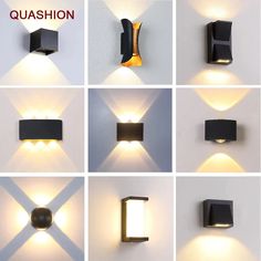 several different types of lights on the wall