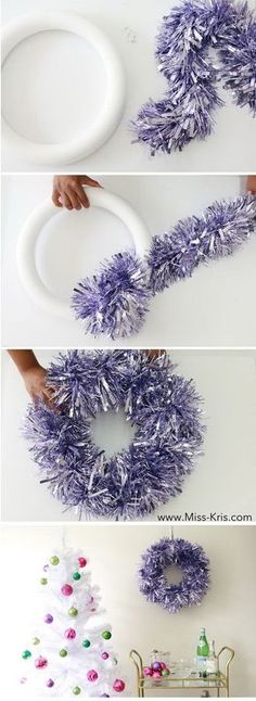 how to make a glam garland wreath for christmas or new year's eve